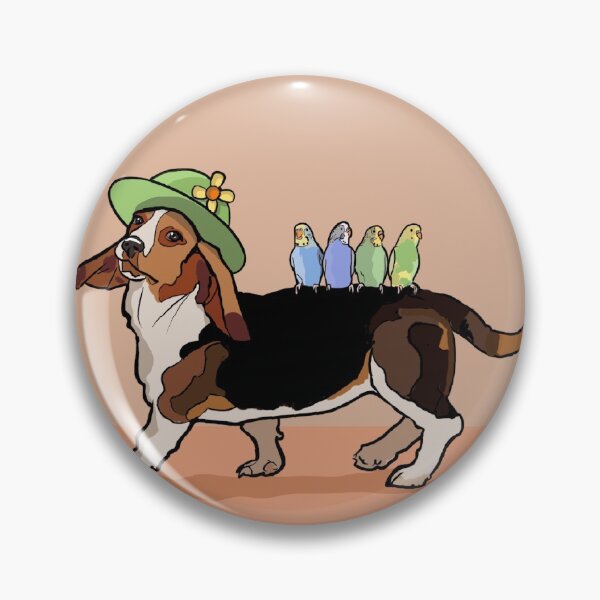 Item preview, Basset hound and his Budgie friends designed and sold by soldesign72.