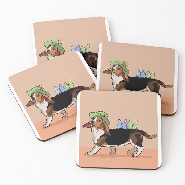 Item preview, Basset hound and his Budgie friends designed and sold by soldesign72.