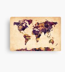 World Map Watercolor Canvas Print
