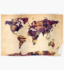 World Map Watercolor Poster