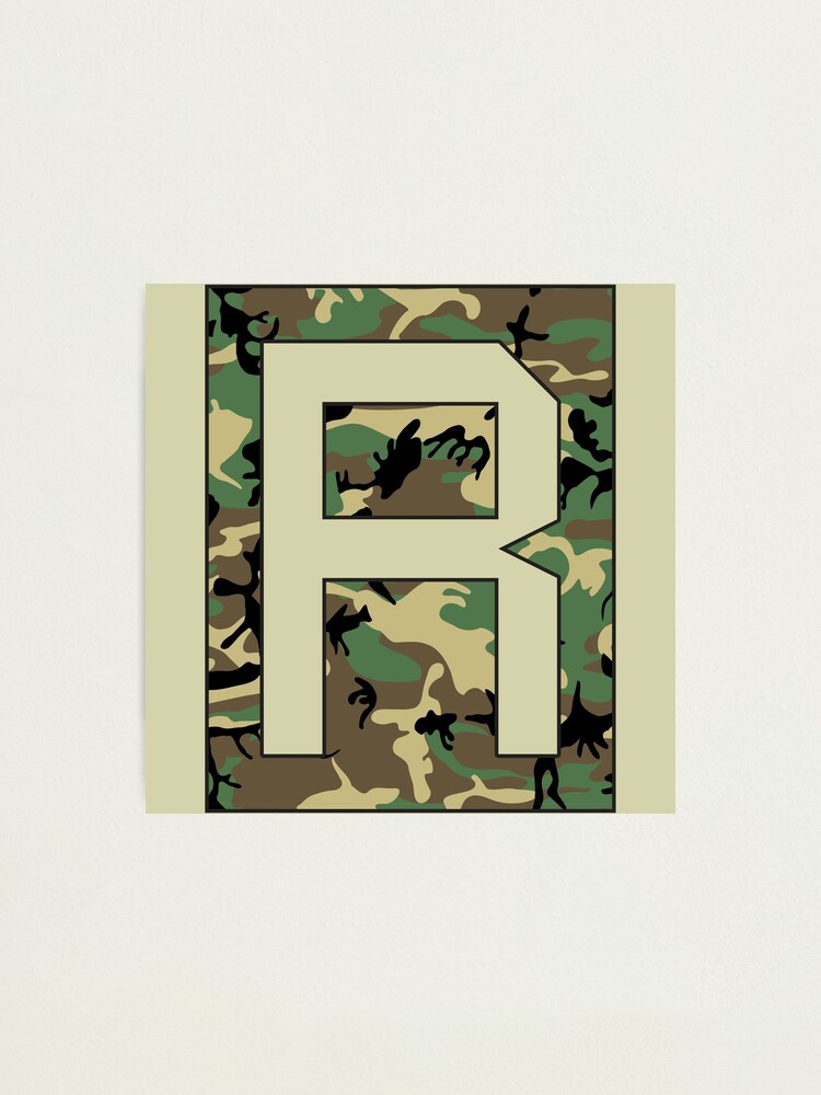 "Letter "R" Military Camo Stencil font" Photographic Print for Sale by