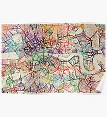 Watercolour Map of London Poster