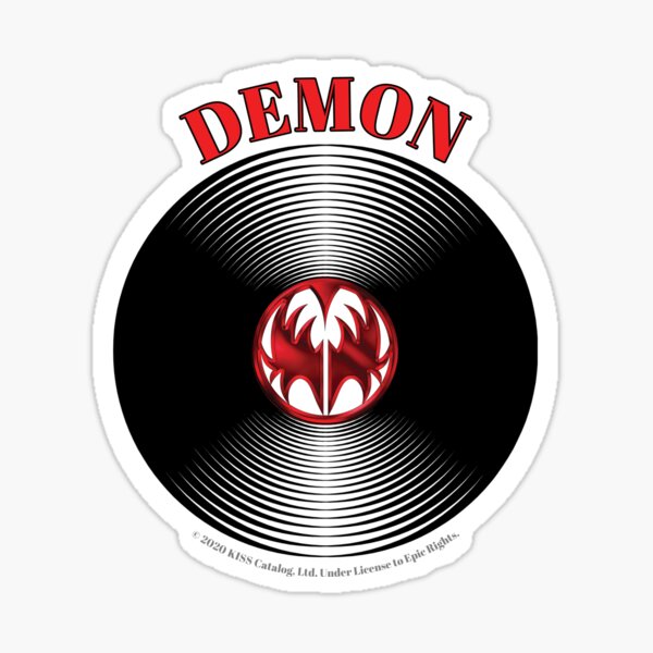 Red Demon Artwork in Center of Vinyl Record - Kiss Sticker