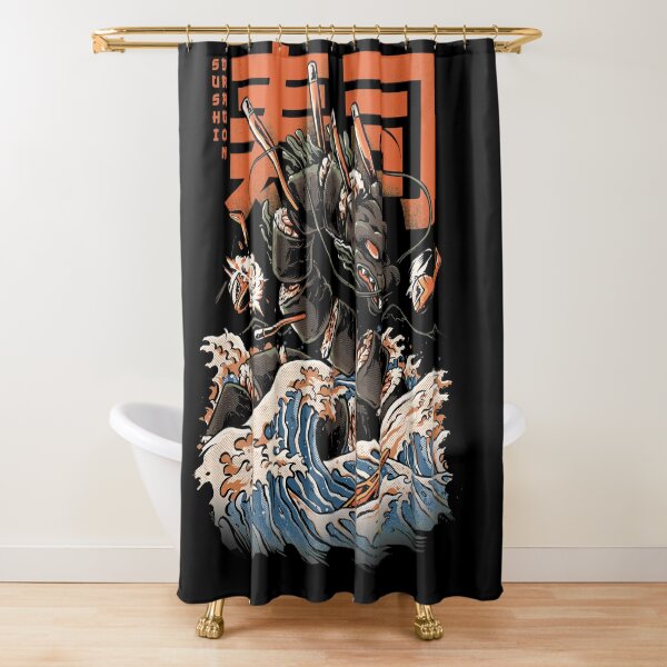 The Black Sushi Dragon Shower Curtain