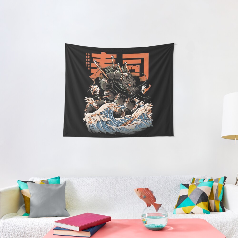 The Black Sushi Dragon Tapestry