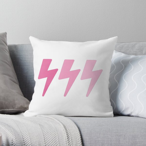 Three Pink Lightning Bolts Throw Pillow