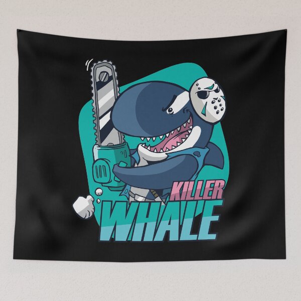 Item preview, Funny Killer Whale with a Chainsaw and a Hockey Mask designed and sold by CoolSilhouettes.