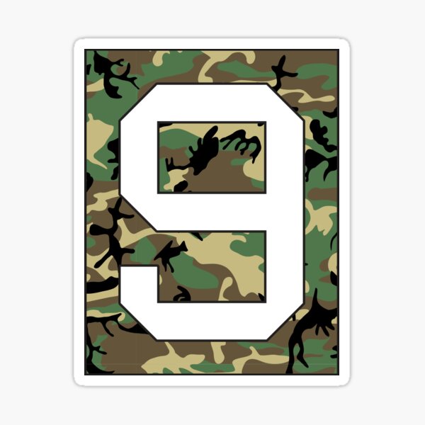 Number "9" Military Camo Stencil font Sticker
