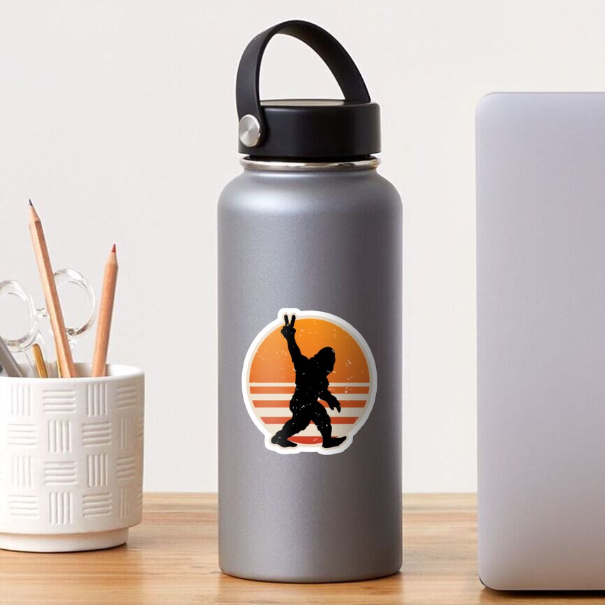 Retro Bigfoot Peace Sign Sticker