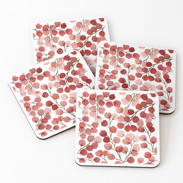 Item preview, Red Eucalyptus Print, Red Foliage Art, Botanical Leaves Branch Art designed and sold by lunaisdrawing.