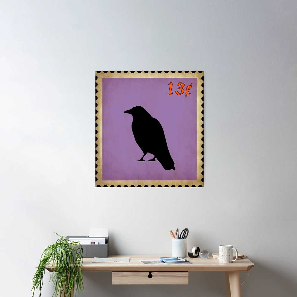 Crow Silhouette on Postage Stamp