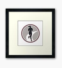 Female Marathon Runner Run Retro Framed Print