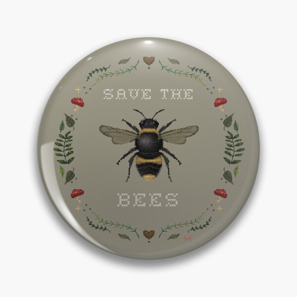 Item preview, Save the Bees Embroidery Pixel Graphic designed and sold by Chillcrafting.