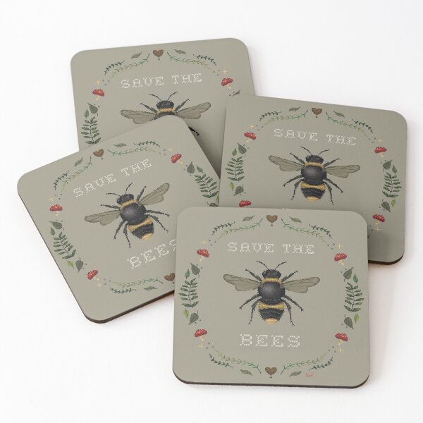 Item preview, Save the Bees Embroidery Pixel Graphic designed and sold by Chillcrafting.