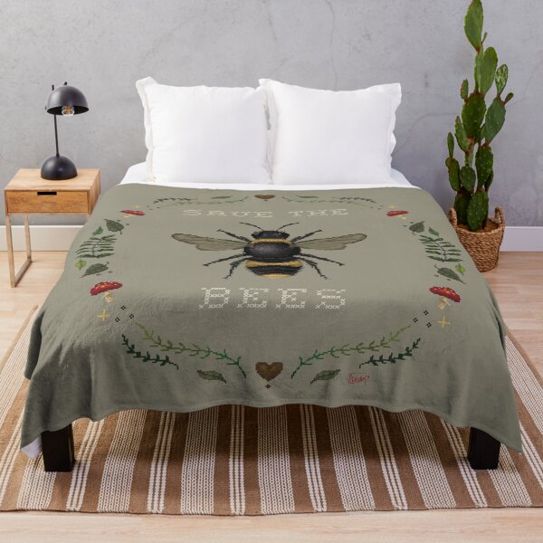 Item preview, Save the Bees Embroidery Pixel Graphic designed and sold by Chillcrafting.