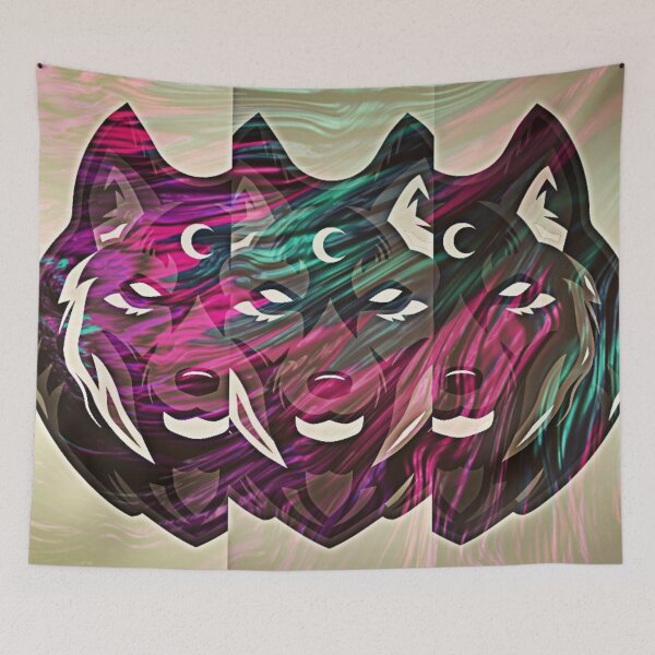 Item preview, Multicoloured wolf with abstract background designed and sold by Simi2020.
