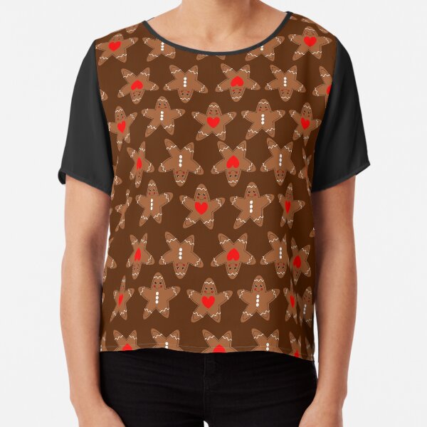 Pattern Gingerbread man Chiffon Top