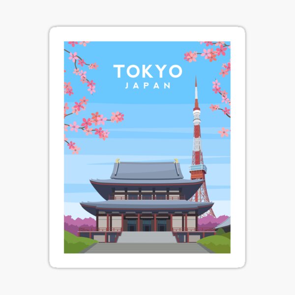 Aperçu de l'œuvre Tokyo Japon - Tour de Tokyo et Temple Zojoji créée et vendue par typelab.