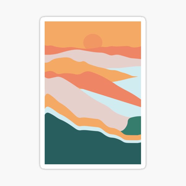 Colorful Bright Orange Sunrise Over Mountain Sticker