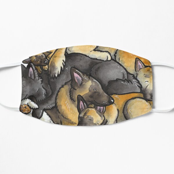 Sleeping pile of Belgian Shepherd dogs Mask