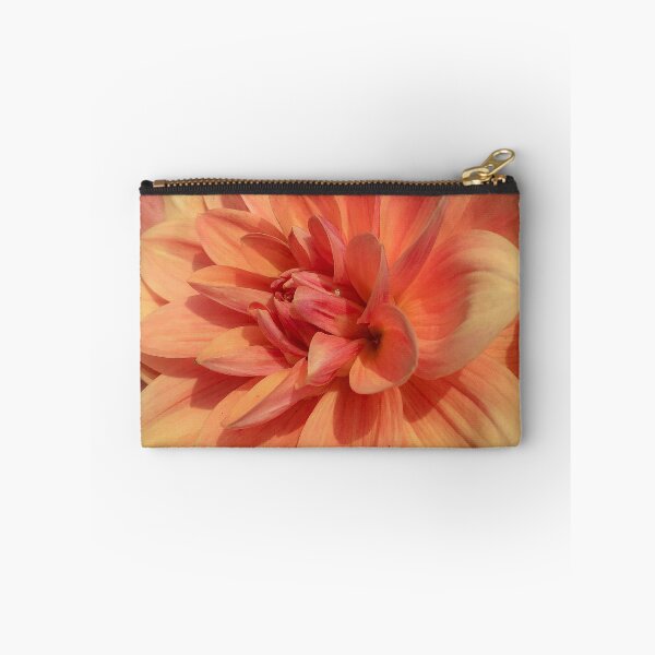 Item preview, Coral Orange Double Bloom Decorative Dahlia. Pink-flushed, Apricot to Light Orange Flower, flushed Yellow at the centre 081 designed and sold by Bees-n-Flowers.