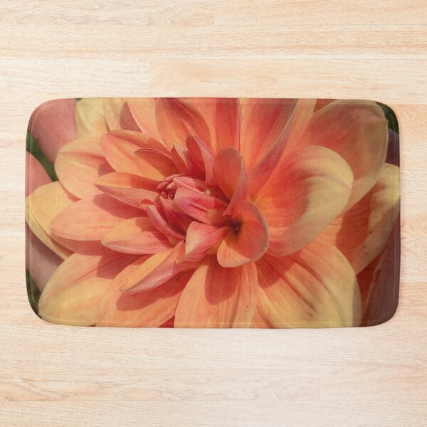 Item preview, Coral Orange Double Bloom Decorative Dahlia. Pink-flushed, Apricot to Light Orange Flower, flushed Yellow at the centre 081 designed and sold by Bees-n-Flowers.