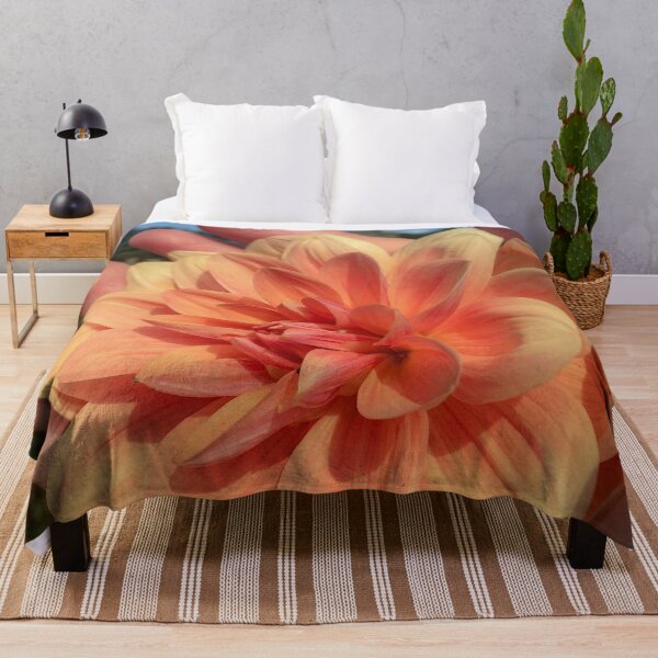 Item preview, Coral Orange Double Bloom Decorative Dahlia. Pink-flushed, Apricot to Light Orange Flower, flushed Yellow at the centre 081 designed and sold by Bees-n-Flowers.