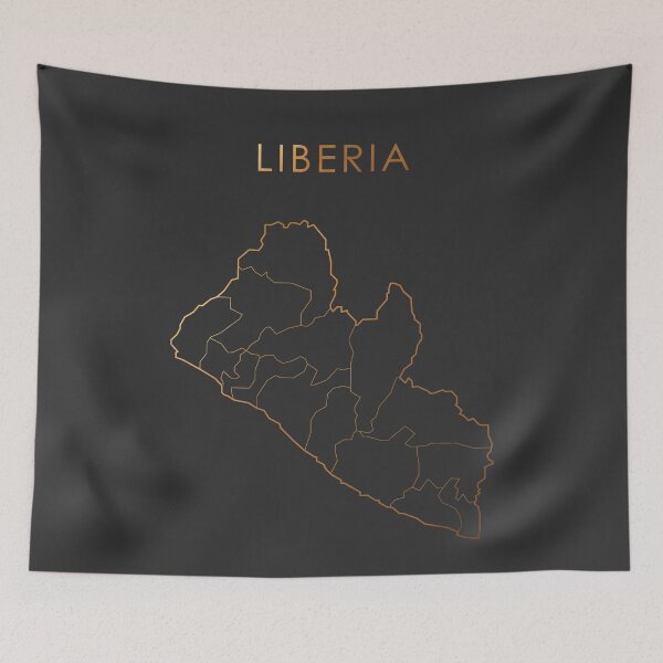 Item preview, Liberia Gold Outline Map with State Boundaries designed and sold by Alo.