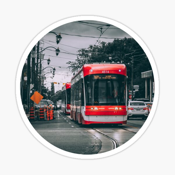 Storms and Streetcars At Danforth Ave and Broadview Ave, Toronto Cityscape Photograph Sticker