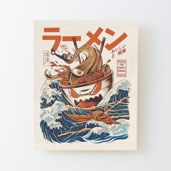 The Great Ramen off Kanagawa Wood Mounted Print