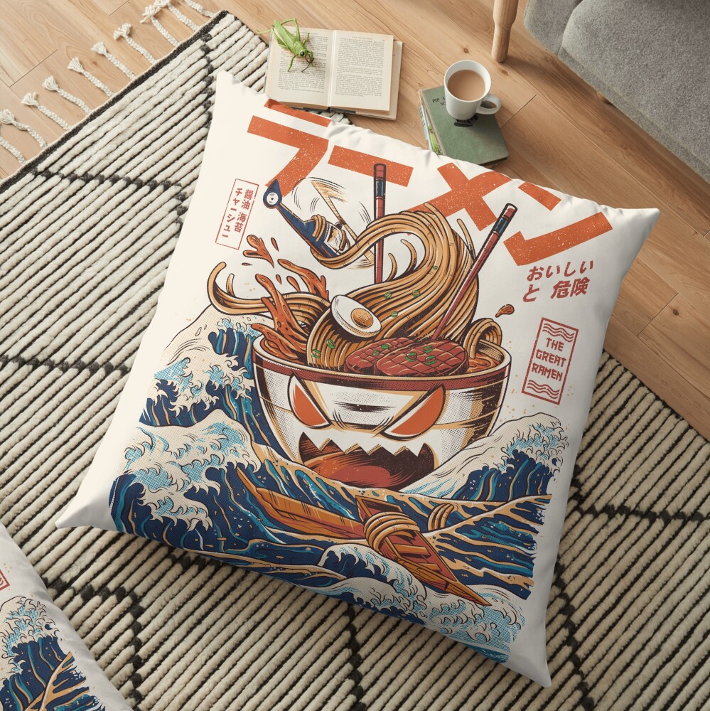 The Great Ramen off Kanagawa Floor Pillow