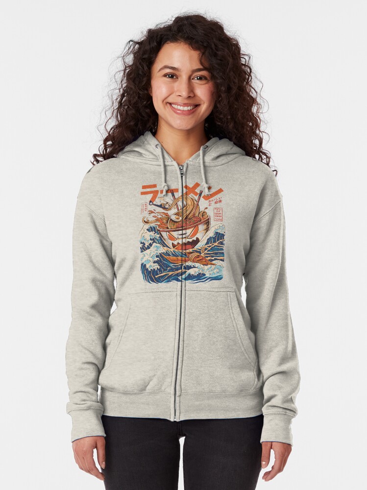 Alternate view of The Great Ramen off Kanagawa Zipped Hoodie