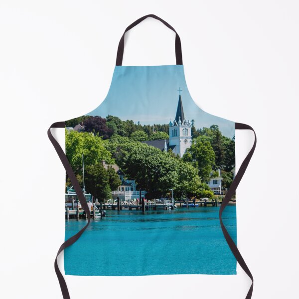 Item preview, Saint Anne's Church from the harbor of Mackinac Island designed and sold by Michael Deemer.