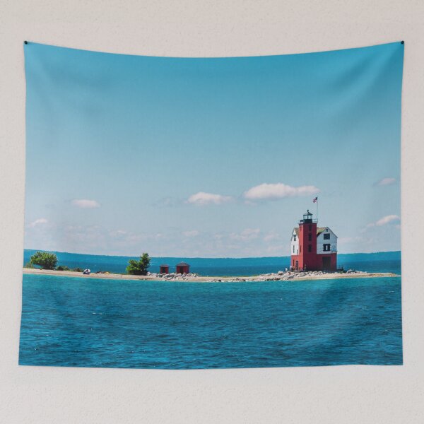 Item preview, Mackinac Island Lighthouse standing watch in Lake Michigan designed and sold by Michael Deemer.
