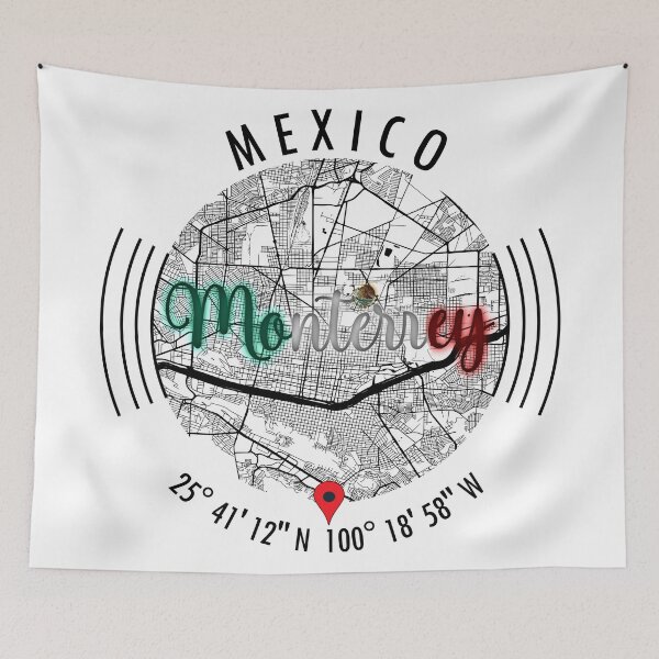 Item preview, Monterrey, MEXICO Road Map Art - Earth Tones designed and sold by hatimelhag.
