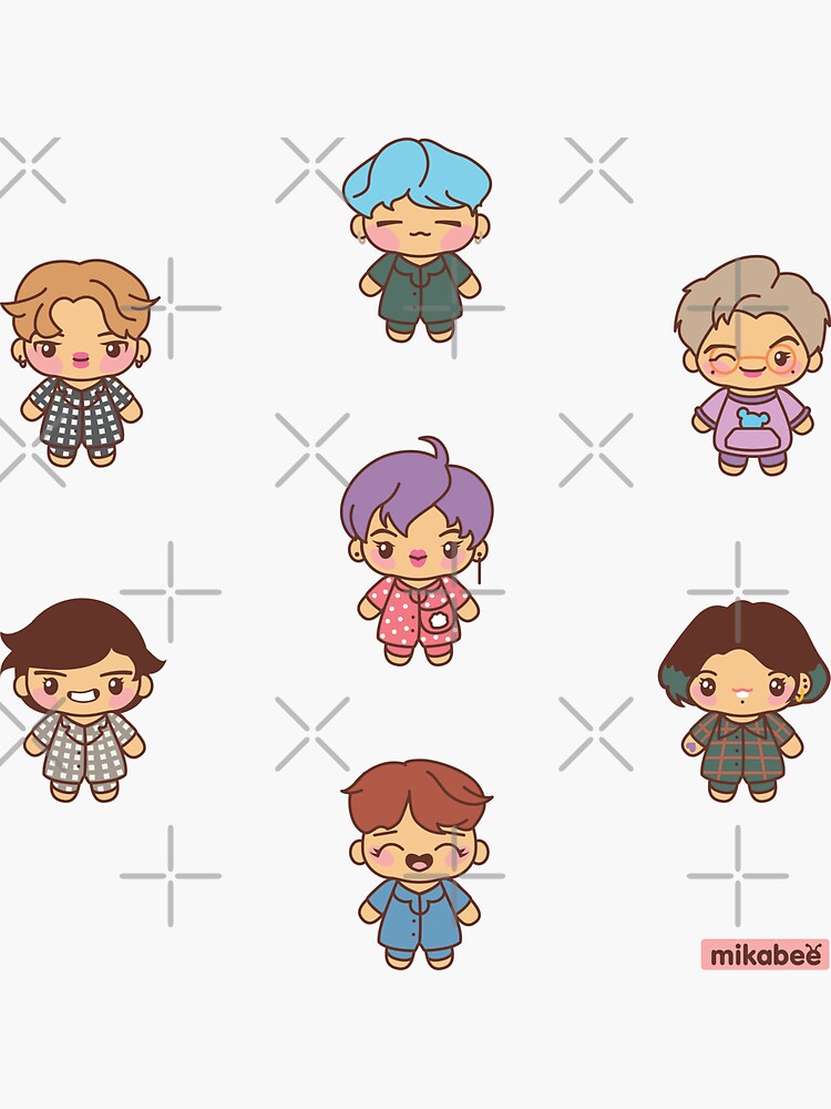 BTS Pajama Party Stickers (Version 2) by MikaBees