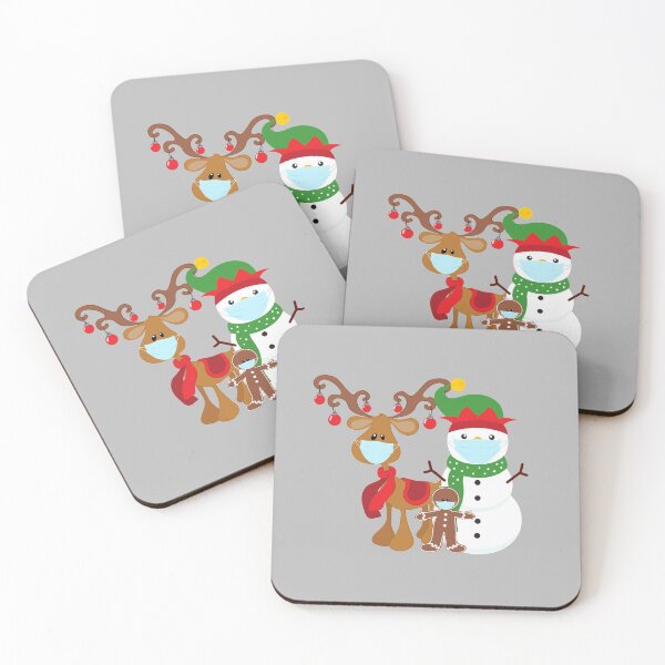 Item preview, Reindeer Snowman Wearing Face Masks 2020 Christmas designed and sold by ColorFlowArt.