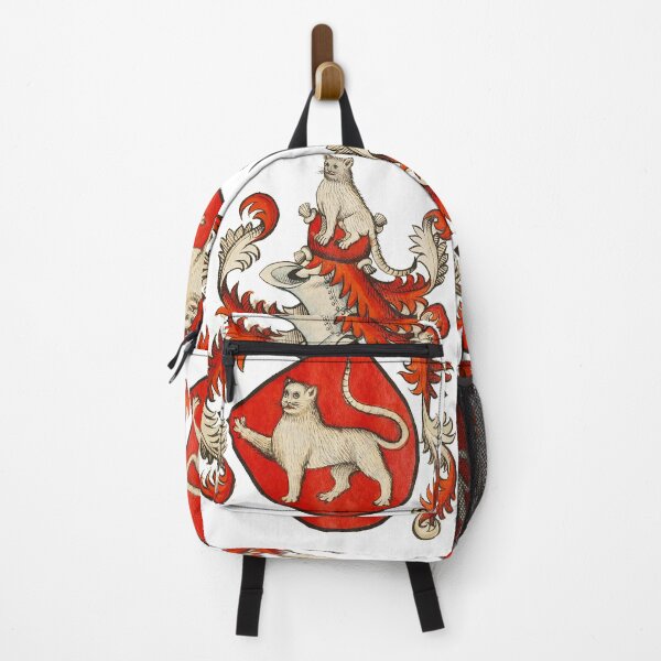Item preview, MEDIEVAL HERALDIC CATS Coat of Arms in Red Ivory colors designed and sold by BulganLumini.