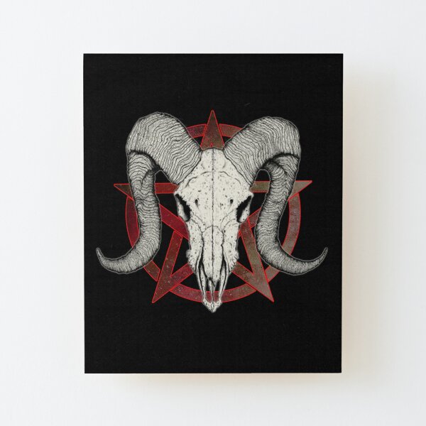 Skull and Pentagram Wood Mounted Print