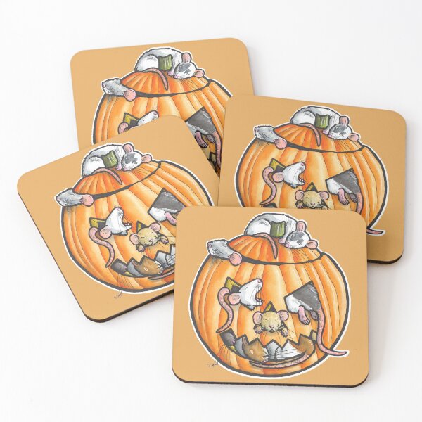 Item preview, Halloween pumpkin rats designed and sold by animalartbyjess.