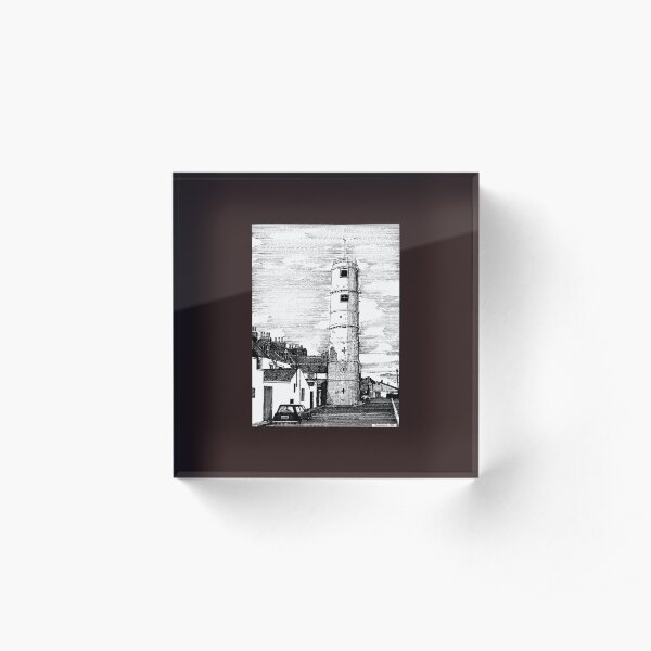 163 - BATH TERRACE LIGHTHOUSE, BLYTH (INK 1988) Acrylic Block