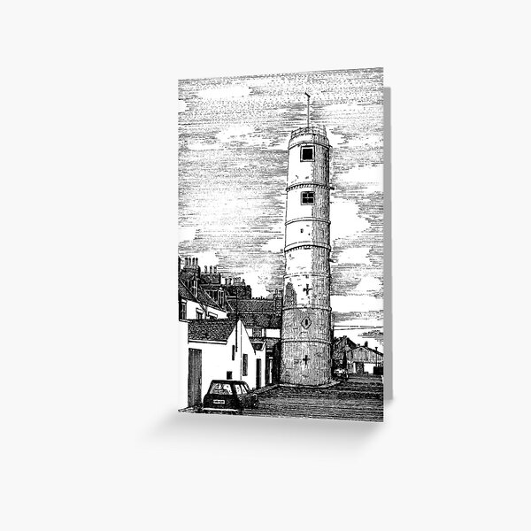 163 - BATH TERRACE LIGHTHOUSE, BLYTH (INK 1988) Greeting Card