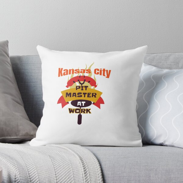 BBQ Kansas City Pitmaster Sausage on a Fork funny design Throw Pillow