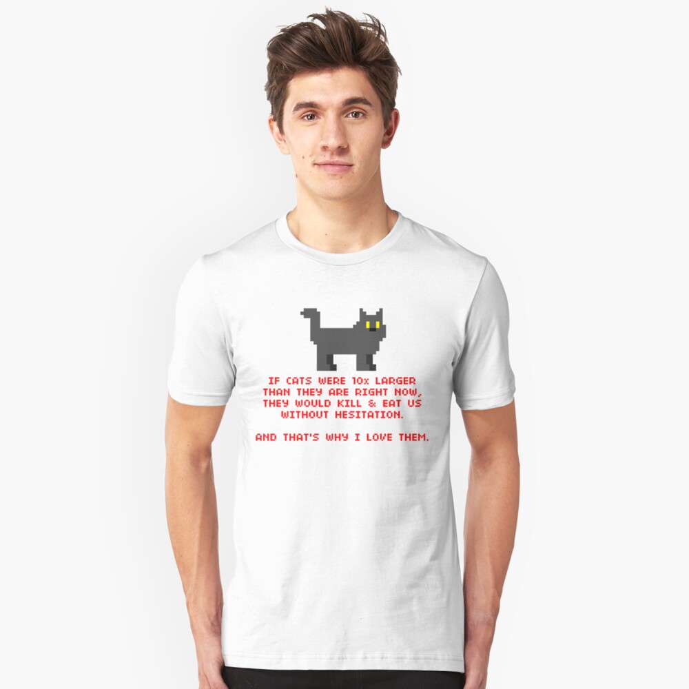 8-Bit Cat Enthusiast Slim Fit T-Shirt