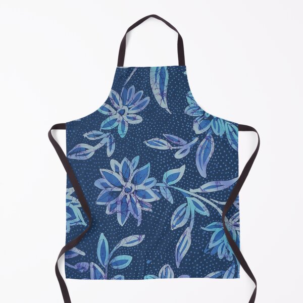 Item preview, Batik Flowers with Blue Dotty Indigo Background designed and sold by Leslie Rogers Todder.
