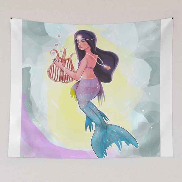Item preview, Mermaid playing with a harp designed and sold by vixfx.