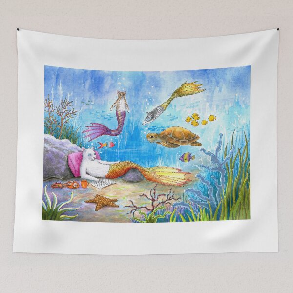 Item preview, Cat Mermaid 31 Sea Turtle Fantasy designed and sold by artbylucie.