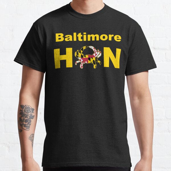 Baltimore Maryland Flag Crab Ravens Orioles Colors Ladies V T-Shirt