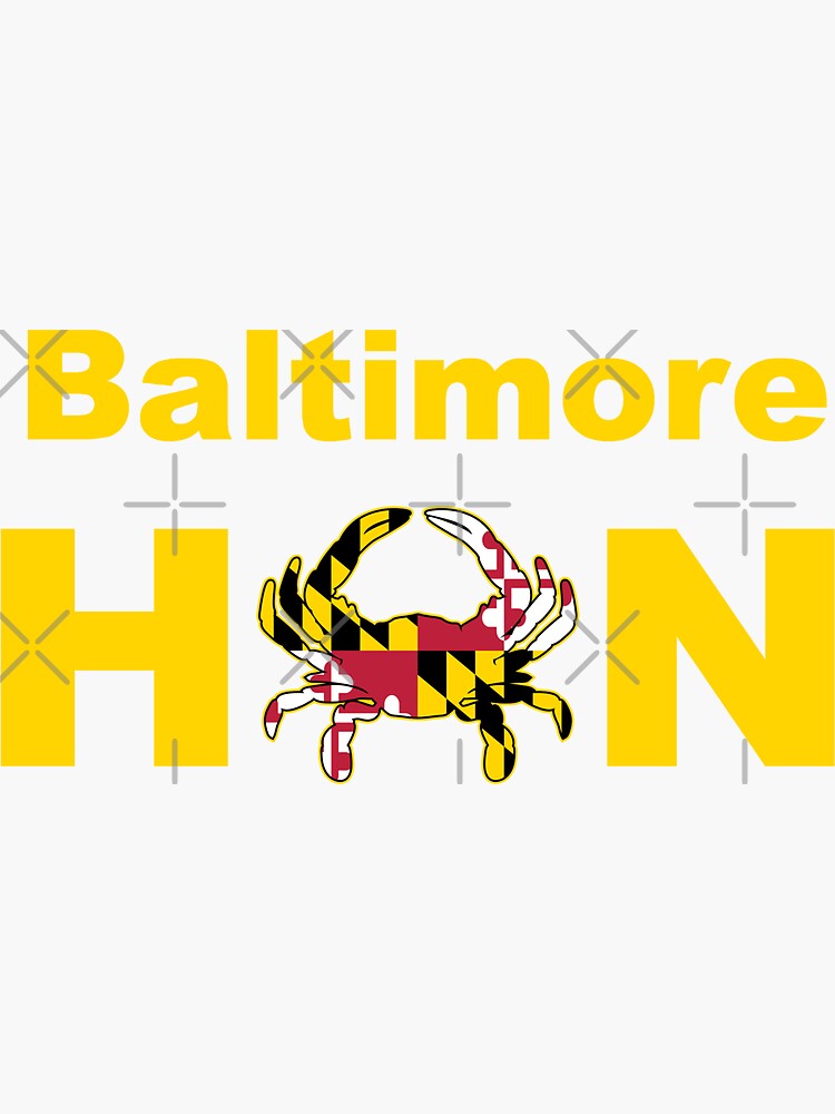 "Baltimore Hon Maryland State Flag Crab" Sticker for Sale by