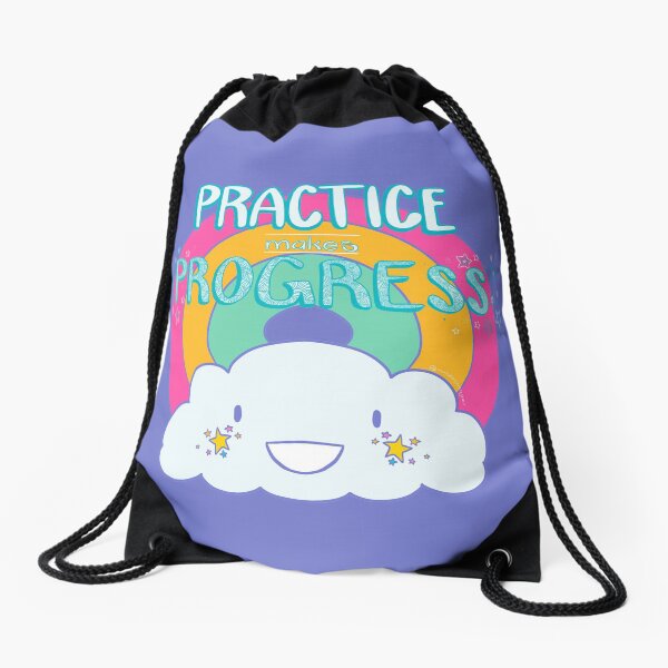 Practice Makes Progress Drawstring Bag